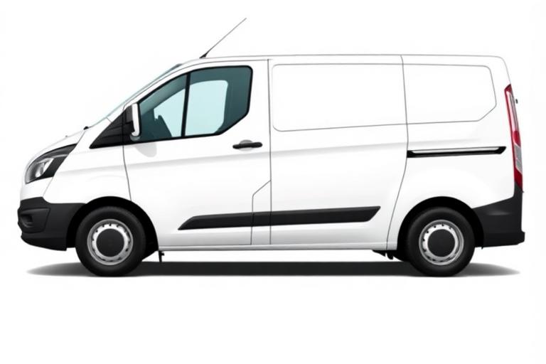 Short wheelbase white panel van side profile